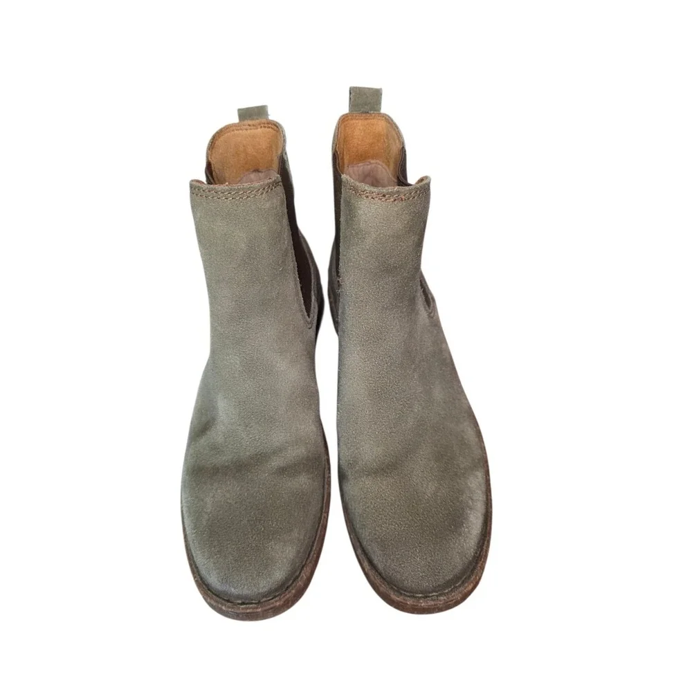 Born Brody Chelsea Boots Mens Olive Green Suede Slip On Ankle Boot 9M